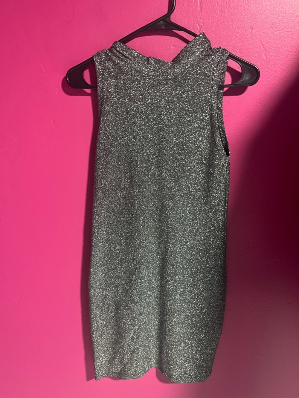 Zara Silver Glitter Sleeveless Mini Dress